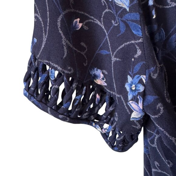 Vintage Sarah Elizabeth Dress 6 Maxi Floral Open Work Detail Waist Tie Cottage - Picture 8 of 16